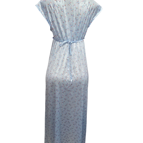 Vintage Vassarette Nightgown Long Maxi Light Blue Floral Nylon Size S - Picture 4 of 9